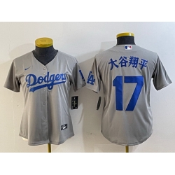 Women Los Angeles Dodgers 17  Shohei Ohtani Grey Stitched Jersey  Women Los Angeles Dodgers 17  Shohei Ohtani Grey Stitched Jersey