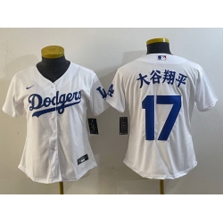 Women Los Angeles Dodgers 17  Shohei Ohtani White Stitched Jersey  Women Los Angeles Dodgers 17  Shohei Ohtani White Stitched Jersey