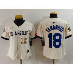 Women Los Angeles Dodgers 18 Yoshinobu Yamamoto Cream Stitched Jersey 2 Women Los Angeles Dodgers 18 Yoshinobu Yamamoto Cream Stitched Jersey 2