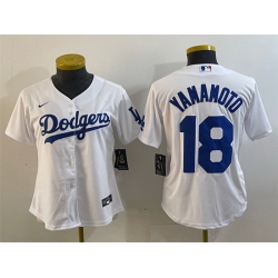 Women Los Angeles Dodgers 18 Yoshinobu Yamamoto White Stitched Jersey 28Run Small 29 Women Los Angeles Dodgers 18 Yoshinobu Yamamoto White Stitched Jersey 28Run Small 29