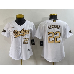 Women Los Angeles Dodgers 22 Clayton Kershaw 2022 All Star White Stitched Baseball Jersey 28Run Small 29 Women Los Angeles Dodgers 22 Clayton Kershaw 2022 All Star White Stitched Baseball Jersey 28Run Small 29