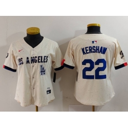 Women Los Angeles Dodgers 22 Clayton Kershaw Cream Stitched Jersey 3 Women Los Angeles Dodgers 22 Clayton Kershaw Cream Stitched Jersey 3