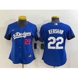 Women Los Angeles Dodgers 22 Clayton Kershaw Royal City Connect Stitched Baseball Jersey  Women Los Angeles Dodgers 22 Clayton Kershaw Royal City Connect Stitched Baseball Jersey