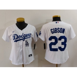 Women Los Angeles Dodgers 23 Kirk Gibson White Stitched Jersey 2 Women Los Angeles Dodgers 23 Kirk Gibson White Stitched Jersey 2