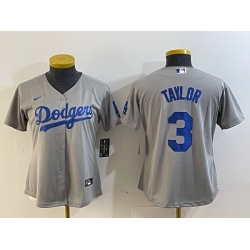 Women Los Angeles Dodgers 3 Chris Taylor Grey Stitched Jersey  Women Los Angeles Dodgers 3 Chris Taylor Grey Stitched Jersey
