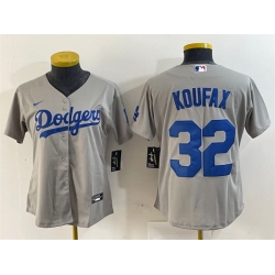 Women Los Angeles Dodgers 32 Sandy Koufax Grey Stitched Jersey Women Los Angeles Dodgers 32 Sandy Koufax Grey Stitched Jersey