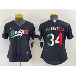Women Los Angeles Dodgers 34 Toro Valenzuela Black Cool Base Stitched Jersey  Women Los Angeles Dodgers 34 Toro Valenzuela Black Cool Base Stitched Jersey