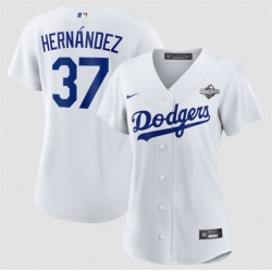 Women Los Angeles Dodgers 37 Teoscar Hernandez White 2025 World Series Home Cool Base Stitched Baseball Jersey  Women Los Angeles Dodgers 37 Teoscar Hernandez White 2025 World Series Home Cool Base Stitched Baseball Jersey