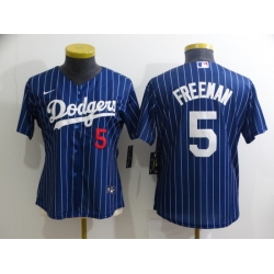 Women Los Angeles Dodgers 5 Freddie Freeman Blue Stitched Baseball Jersey  Women Los Angeles Dodgers 5 Freddie Freeman Blue Stitched Baseball Jersey
