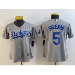 Women Los Angeles Dodgers 5 Freddie Freeman Grey Stitched Jersey  Women Los Angeles Dodgers 5 Freddie Freeman Grey Stitched Jersey