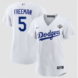 Women Los Angeles Dodgers 5 Freddie Freeman White 2025 World Series Home Cool Base Stitched Baseball Jersey  Women Los Angeles Dodgers 5 Freddie Freeman White 2025 World Series Home Cool Base Stitched Baseball Jersey