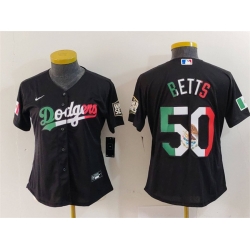 Women Los Angeles Dodgers 50 Mookie Betts Black Mexico Stitched Jersey Women Los Angeles Dodgers 50 Mookie Betts Black Mexico Stitched Jersey