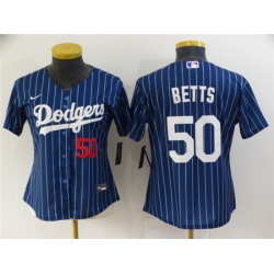Women Los Angeles Dodgers 50 Mookie Betts Blue Stitched Baseball Jersey  Women Los Angeles Dodgers 50 Mookie Betts Blue Stitched Baseball Jersey