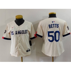 Women Los Angeles Dodgers 50 Mookie Betts Cream Stitched Jersey Women Los Angeles Dodgers 50 Mookie Betts Cream Stitched Jersey