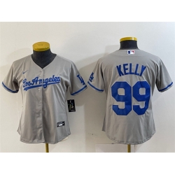 Women Los Angeles Dodgers 99 Joe Kelly Grey Stitched Jersey Women Los Angeles Dodgers 99 Joe Kelly Grey Stitched Jersey