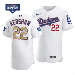 Women Los Angeles Dodgers Clayton Kershaw 22 Gold Program Designed Edition White Flex Base Stitched Jersey Women Los Angeles Dodgers Clayton Kershaw 22 Gold Program Designed Edition White Flex Base Stitched Jersey