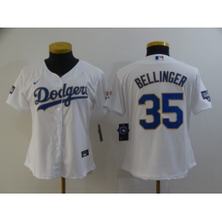 Women Los Angeles Dodgers Cody Bellinger 35 Championship Gold Trim White Limited All Stitched Cool Base Jersey Women Los Angeles Dodgers Cody Bellinger 35 Championship Gold Trim White Limited All Stitched Cool Base Jersey