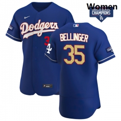 Women Los Angeles Dodgers Cody Bellinger 35 Gold Program Designed Edition Blue Flex Base Stitched Jersey Women Los Angeles Dodgers Cody Bellinger 35 Gold Program Designed Edition Blue Flex Base Stitched Jersey
