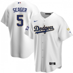 Women Los Angeles Dodgers Corey Seager 5 Championship Gold Trim White Limited All Stitched Cool Base Jersey Women Los Angeles Dodgers Corey Seager 5 Championship Gold Trim White Limited All Stitched Cool Base Jersey