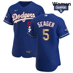 Women Los Angeles Dodgers Corey Seager 5 Gold Program Designed Edition Blue Flex Base Stitched Jersey Women Los Angeles Dodgers Corey Seager 5 Gold Program Designed Edition Blue Flex Base Stitched Jersey