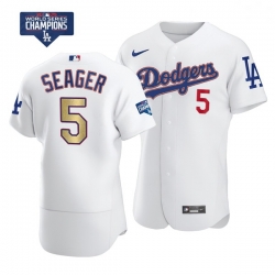 Women Los Angeles Dodgers Corey Seager 5 Gold Program Designed Edition White Flex Base Stitched Jersey Women Los Angeles Dodgers Corey Seager 5 Gold Program Designed Edition White Flex Base Stitched Jersey