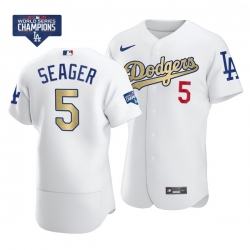 Women Los Angeles Dodgers Corey Seager 5 Gold Program White Flex Base Stitched Jersey Women Los Angeles Dodgers Corey Seager 5 Gold Program White Flex Base Stitched Jersey