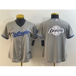 Women Los Angeles Dodgers Grey Team Big Logo Stitched Jersey  Women Los Angeles Dodgers Grey Team Big Logo Stitched Jersey