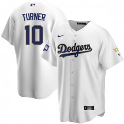 Women Los Angeles Dodgers Justin Turner 10 Championship Gold Trim White Limited All Stitched Cool Base Jersey Women Los Angeles Dodgers Justin Turner 10 Championship Gold Trim White Limited All Stitched Cool Base Jersey