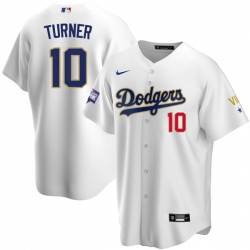 Women Los Angeles Dodgers Justin Turner 10 Championship Gold Trim White Limited All Stitched Flex Base Jersey Women Los Angeles Dodgers Justin Turner 10 Championship Gold Trim White Limited All Stitched Flex Base Jersey