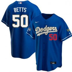 Women Los Angeles Dodgers Mookie Betts 50 Championship Gold Trim Blue Limited All Stitched Flex Base Jersey Women Los Angeles Dodgers Mookie Betts 50 Championship Gold Trim Blue Limited All Stitched Flex Base Jersey