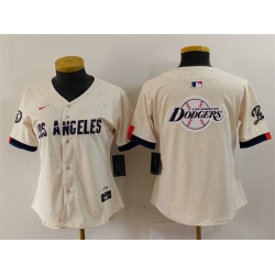 Women Los Angeles Dodgers Team Big Logo Cream 2024 City Connect Limited Stitched Jersey 4 Women Los Angeles Dodgers Team Big Logo Cream 2024 City Connect Limited Stitched Jersey 4