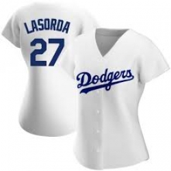 Women Los Angeles Dodgers Tommy Lasorda 27 White Flex Base Jersey Women Los Angeles Dodgers Tommy Lasorda 27 White Flex Base Jersey