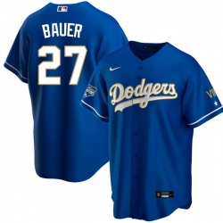 Women Los Angeles Dodgers Trevor Bauer 27 Championship Gold Trim Blue Limited All Stitched Cool Base Jersey Women Los Angeles Dodgers Trevor Bauer 27 Championship Gold Trim Blue Limited All Stitched Cool Base Jersey