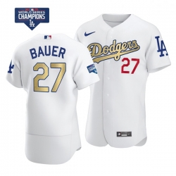 Women Los Angeles Dodgers Trevor Bauer 27 Gold Program White Flex Base Stitched Jersey Women Los Angeles Dodgers Trevor Bauer 27 Gold Program White Flex Base Stitched Jersey