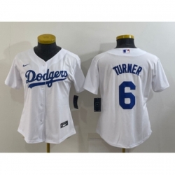Women's Los Angeles Dodgers #6 Trea Turner White Stitched MLB Cool Base Nike Jersey Women's Los Angeles Dodgers #6 Trea Turner White Stitched MLB Cool Base Nike Jersey