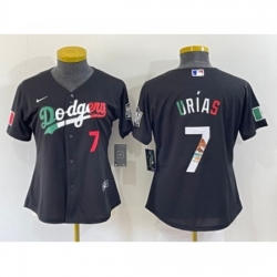Women's Los Angeles Dodgers #7 Julio Urias Black Mexico Number 2020 World Series Cool Base Nike Jersey Women's Los Angeles Dodgers #7 Julio Urias Black Mexico Number 2020 World Series Cool Base Nike Jersey