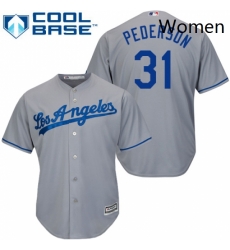 Womens Majestic Los Angeles Dodgers 31 Joc Pederson Replica Grey Road Cool Base MLB Jersey