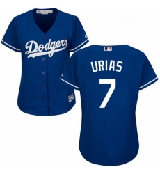 Womens Majestic Los Angeles Dodgers 7 Julio Urias Replica Royal Blue Alternate Cool Base MLB Jersey