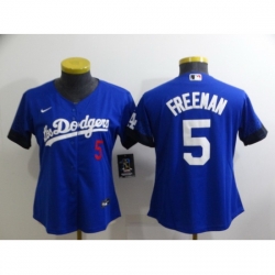Women's Nike Los Angeles Dodgers #5 Freddie Freeman Blue City Player Jersey Women's Nike Los Angeles Dodgers #5 Freddie Freeman Blue City Player Jersey