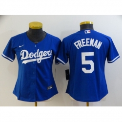 Women's Nike Los Angeles Dodgers #5 Freddie Freeman Blue Jersey Women's Nike Los Angeles Dodgers #5 Freddie Freeman Blue Jersey