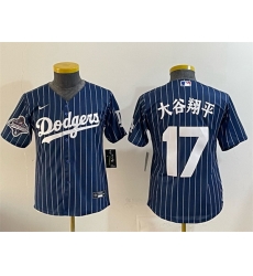 Youth Los Angeles Dodgers 17 Shohei Ohtani Navy Pinstripe 2025 World Series Champions Patch Cool Base Stitched Baseball Jersey Youth Los Angeles Dodgers 17 Shohei Ohtani Navy Pinstripe 2025 World Series Champions Patch Cool Base Stitched Baseball Jersey
