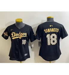 Youth Los Angeles Dodgers 18 Yoshinobu Yamamoto Black Gold 2025 World Series Champions Patch Limited Stitched Baseball Jersey Youth Los Angeles Dodgers 18 Yoshinobu Yamamoto Black Gold 2025 World Series Champions Patch Limited Stitched Baseball Jersey