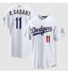 Youth Los Angeles Dodgers Roki Sasaki Nike White 2026 Gold Collection Stadium Jersey