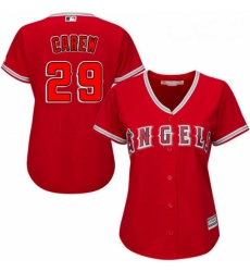 Womens Majestic Los Angeles Angels of Anaheim 29 Rod Carew Authentic Red Alternate MLB Jersey