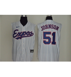 Expos 51 Randy Johnson White Nike Cool Base Sleeveless Jersey