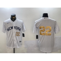 Men New York Yankees 22 Juan Soto White Pinstripe Without Name Fashion Cool Base Jerseys