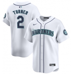 Men Seattle Mariners 2 Justin Turner White 2024 Home Limited Stitched Jersey