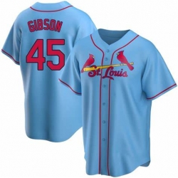 Men St. Louis Cardinals Bob Gibson Light Blue button Up jersey