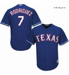 Mens Majestic Texas Rangers 7 Ivan Rodriguez Replica Royal Blue Alternate 2 Cool Base MLB Jersey