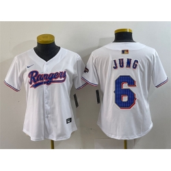 Women Texas Rangers 6 Josh Jung White Gold Stitched Baseball Jersey 2